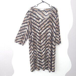 Star Vixon Dress Womens3X Leopard Chevron Stripe Short Shift Dress Stretch READ